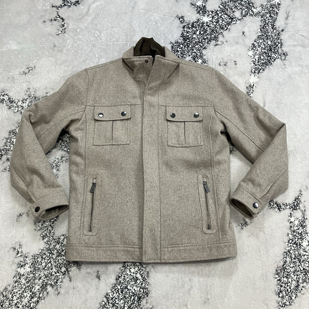 Michael Michael Kors Wool Blend Utility Jacket Mens Size‎ Medium Beige
